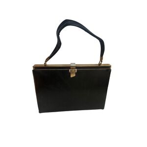 Vintage L and M Spotlite Exclusive Black‎ Handbag Gold Frame Clasp Top Handle